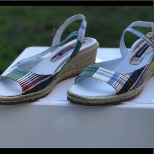 Sling back plaid sandals